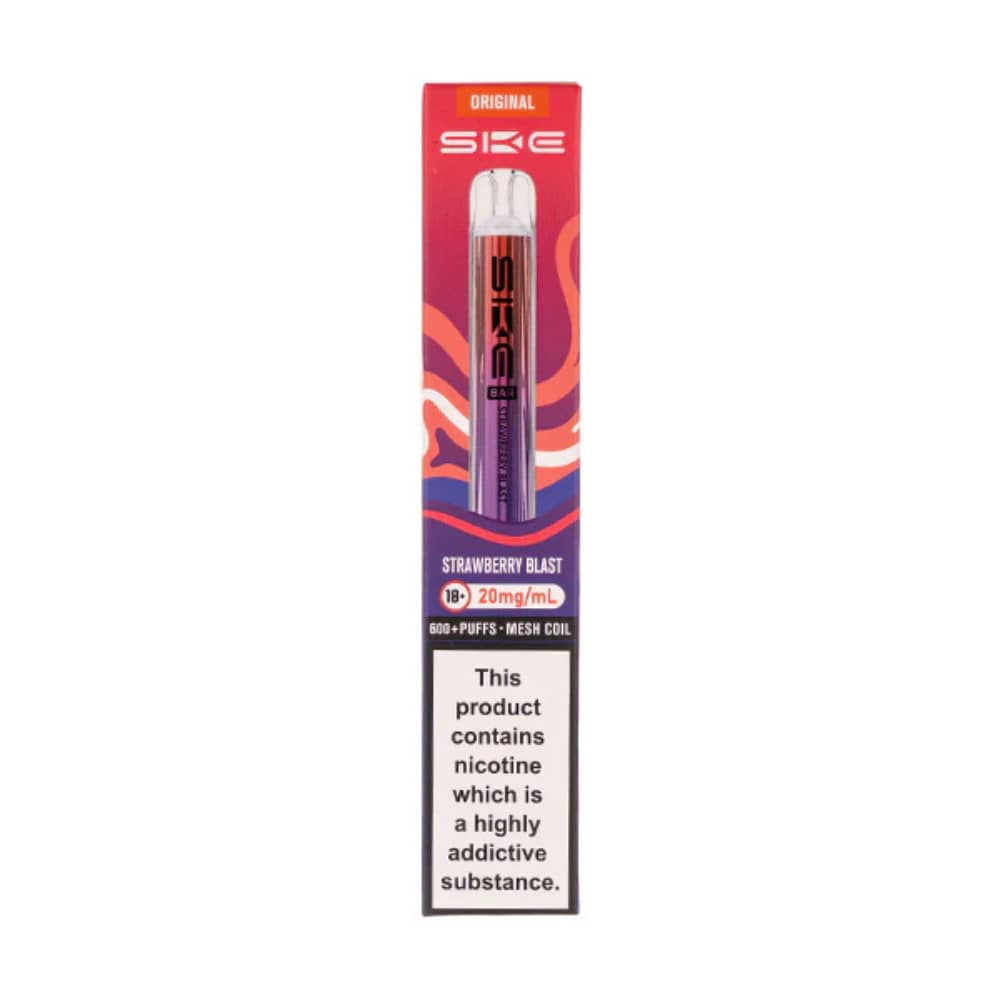 Ske Crystal Original 600 Vape Kit Box of 10 Strawberry Blast