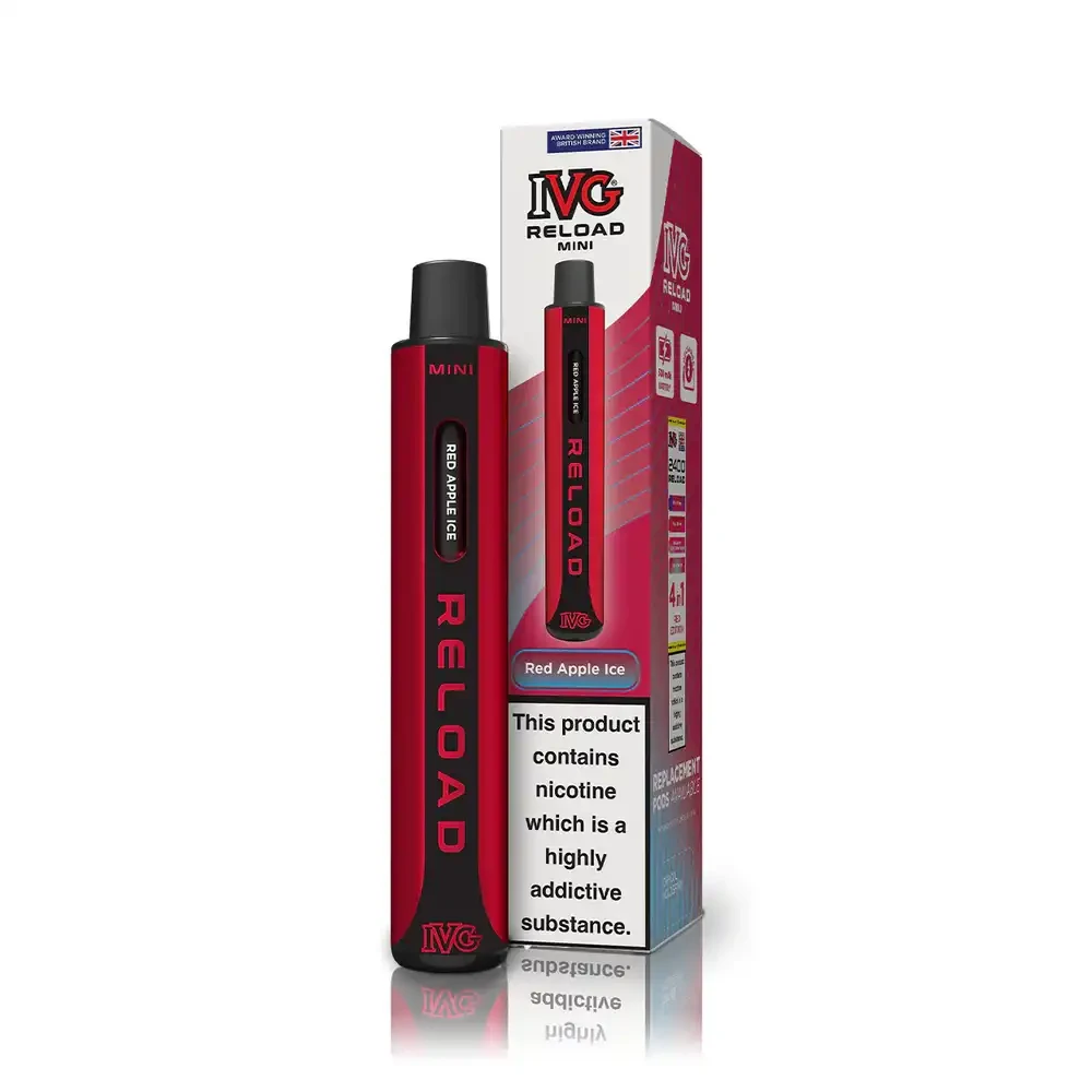 IVG Reload Mini 600 Vape Kit Box of 10 Red Apple Ice