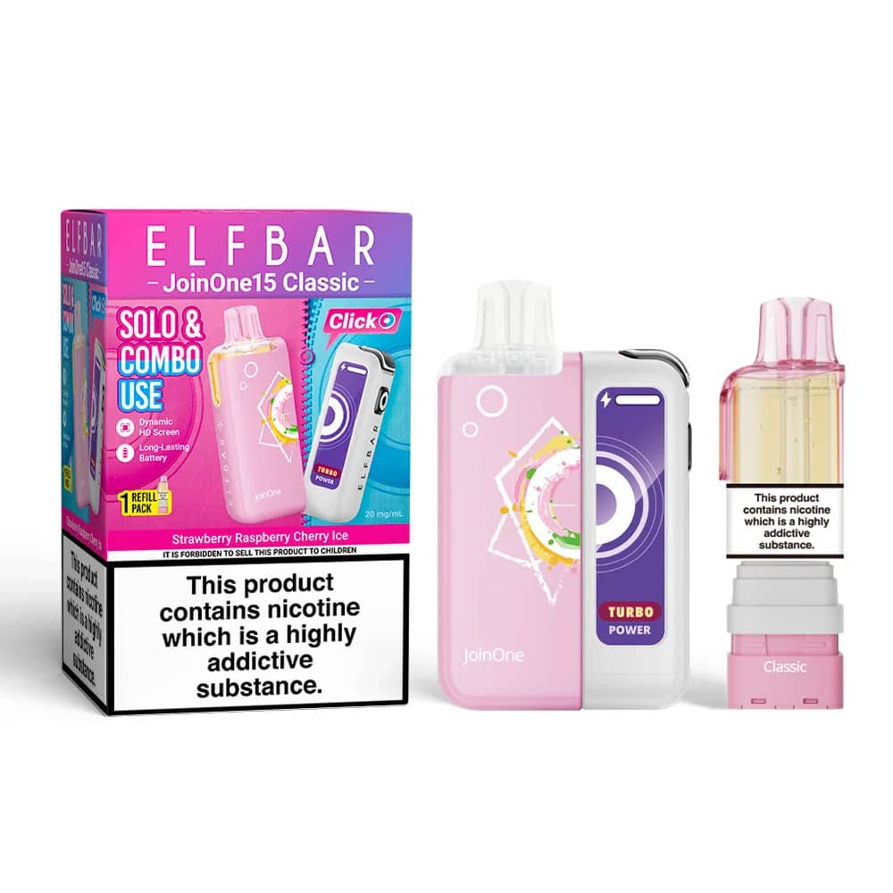 Elf Bar JoinOne30 Classic Vape Kit Box of 5 Strawberry Raspberry Cherry Ice