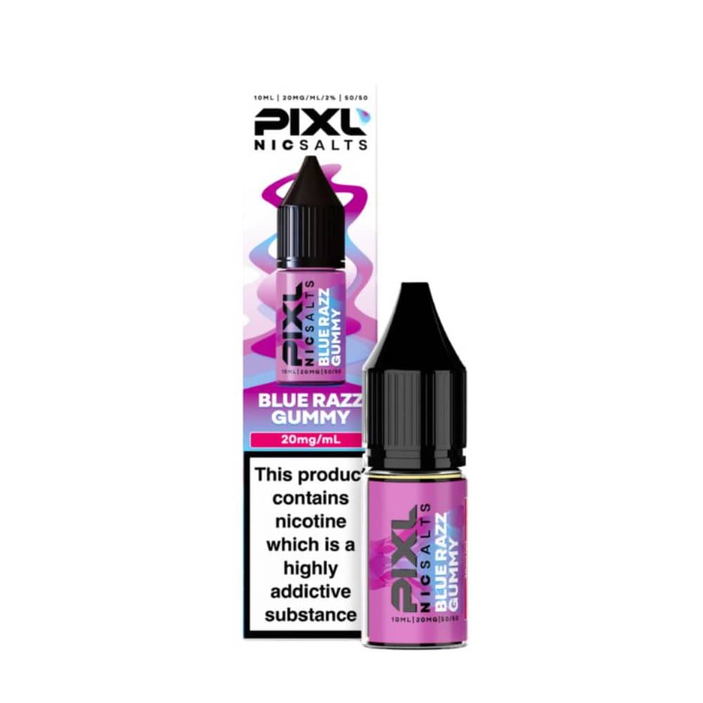 Pixl Nic Salts 10ml E liquids Box of 10 Blue Razz Gummy 10mg