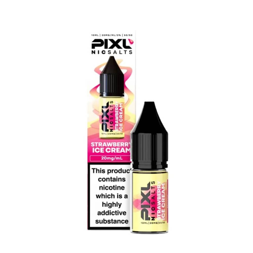 Pixl Nic Salts 10ml E liquids Box of 10 Strawberry Ice Cream 20mg