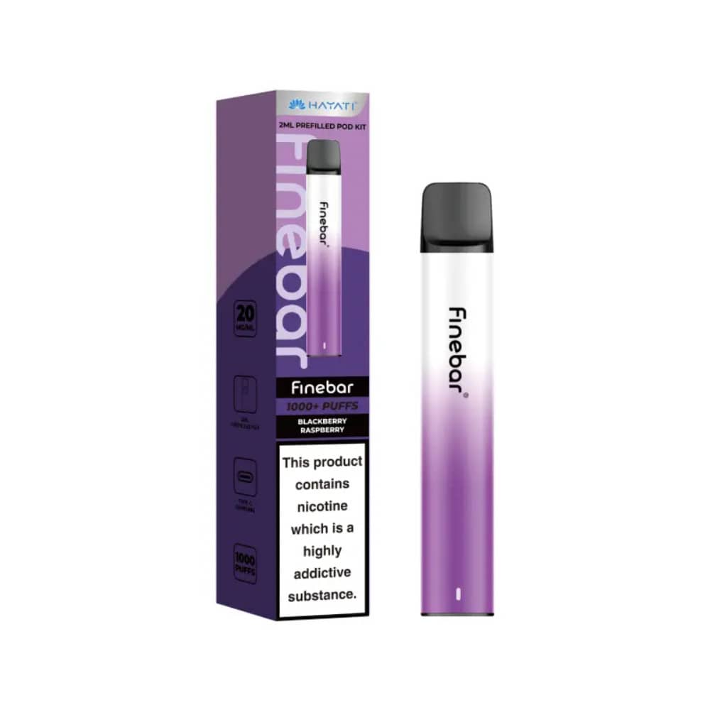 Hayati Finebar Prefilled Vape Kit Box of 10 Blackberry Raspberry