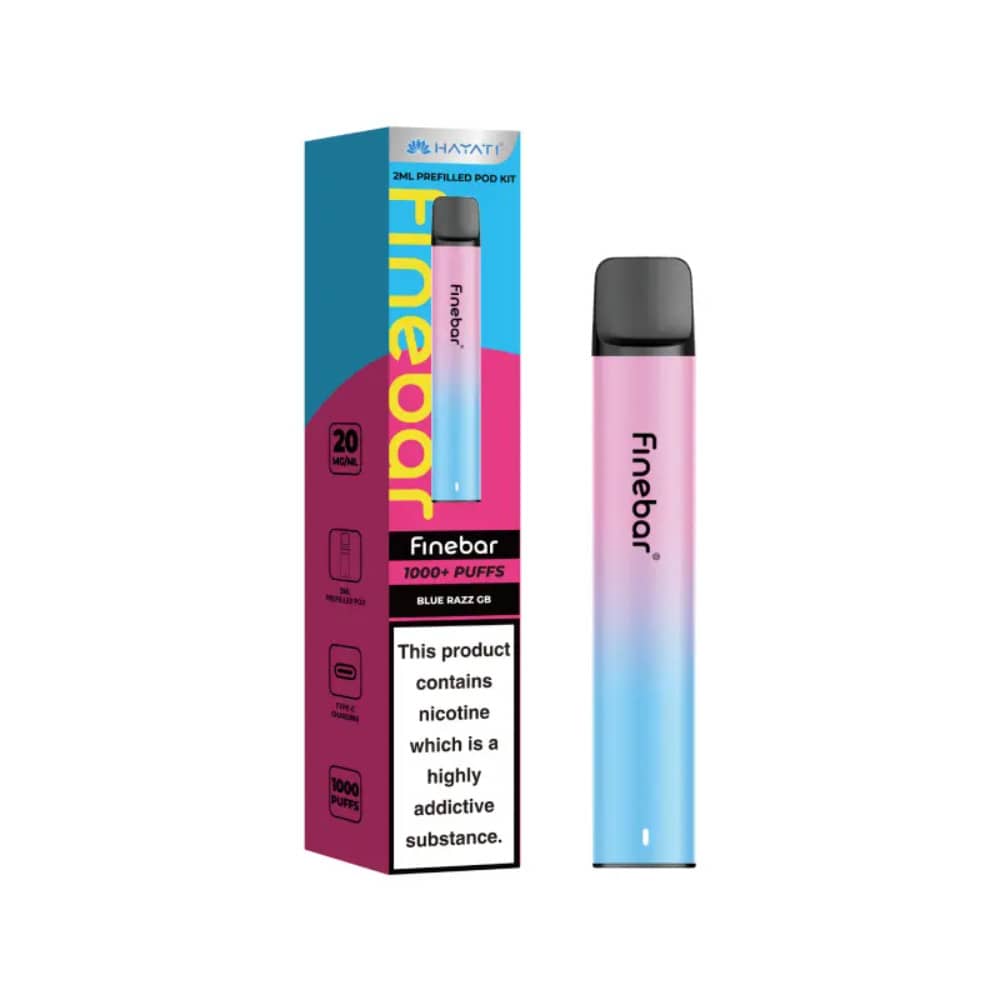 Hayati Finebar Prefilled Vape Kit Box of 10 Blue Razz GB