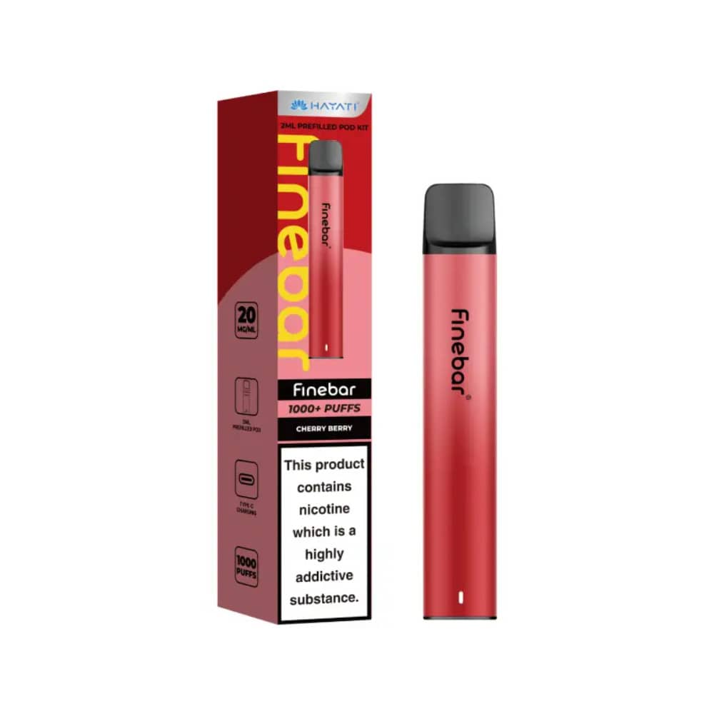 Hayati Finebar Prefilled Vape Kit Box of 10 Cherry Berry