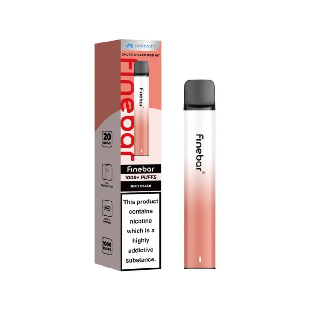 Hayati Finebar Prefilled Vape Kit Box of 10 Juicy Peach
