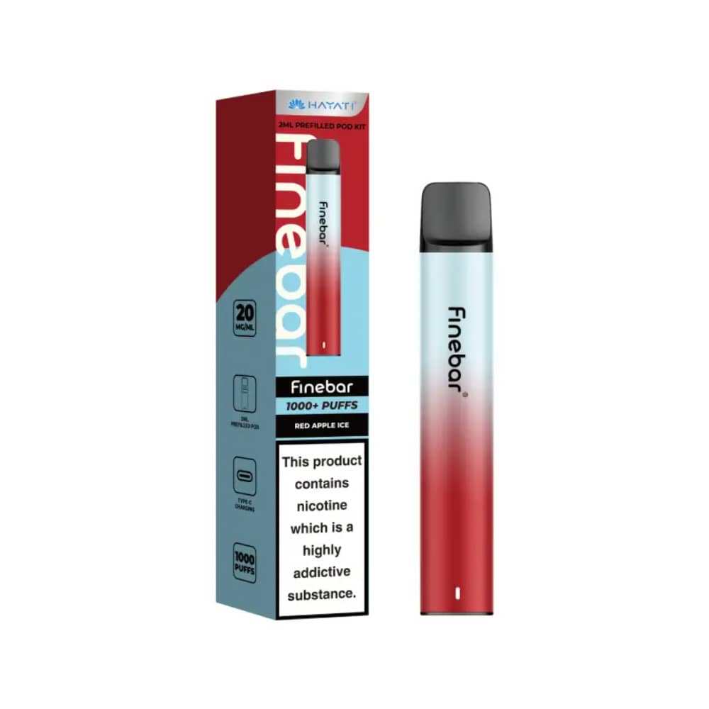 Hayati Finebar Prefilled Vape Kit Box of 10 Red Apple Ice