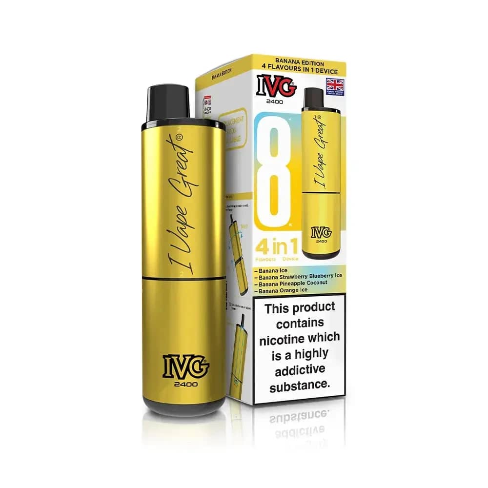 IVG 2400 Prefilled Pod Vape Kit Box of 5 Banana Edition