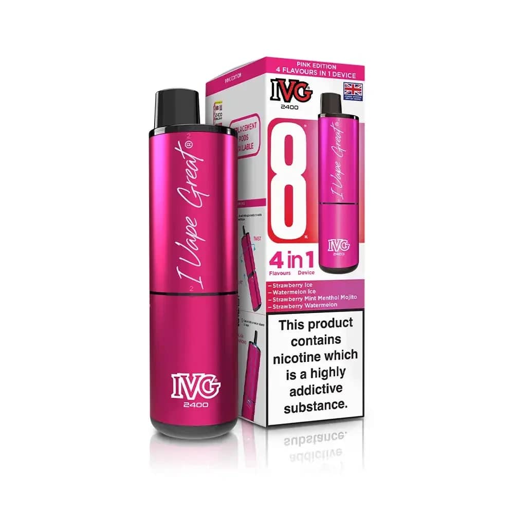 IVG 2400 Prefilled Pod Vape Kit Box of 5 Pink Edition