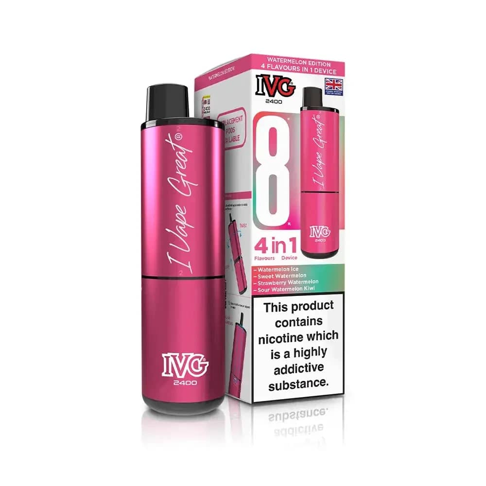 IVG 2400 Prefilled Pod Vape Kit Box of 5 Watermelon Edition