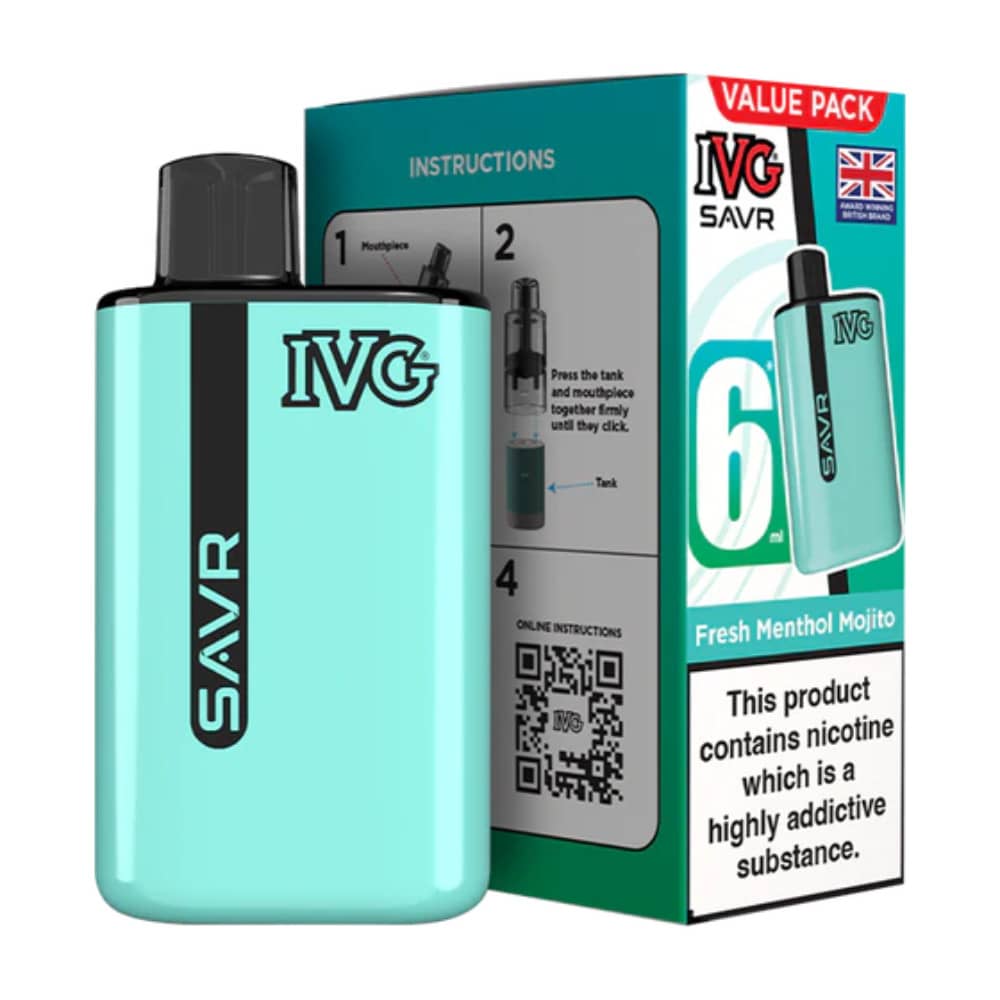 IVG Savr 3000 Vape Kit Box of 5 Fresh Menthol Mojito