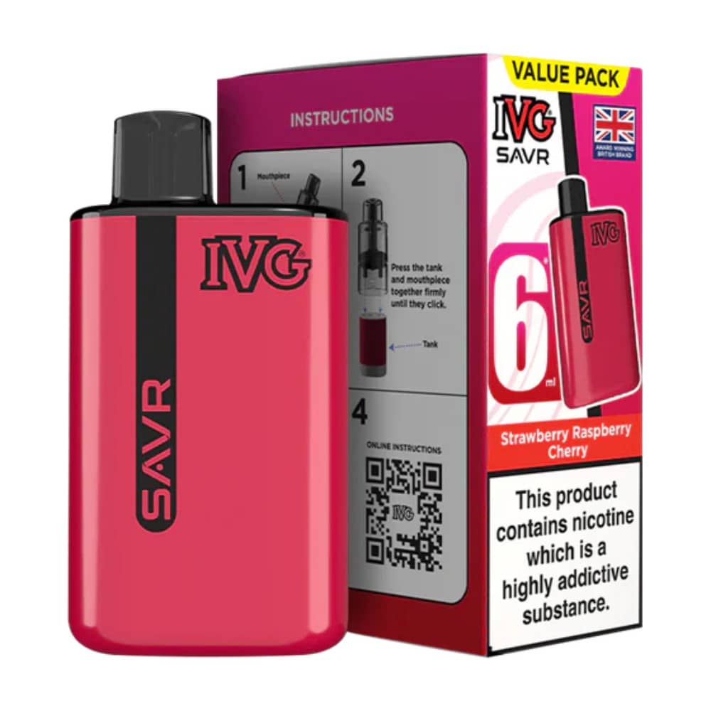 IVG Savr 3000 Vape Kit Box of 5 Strawberry Raspberry Cherry