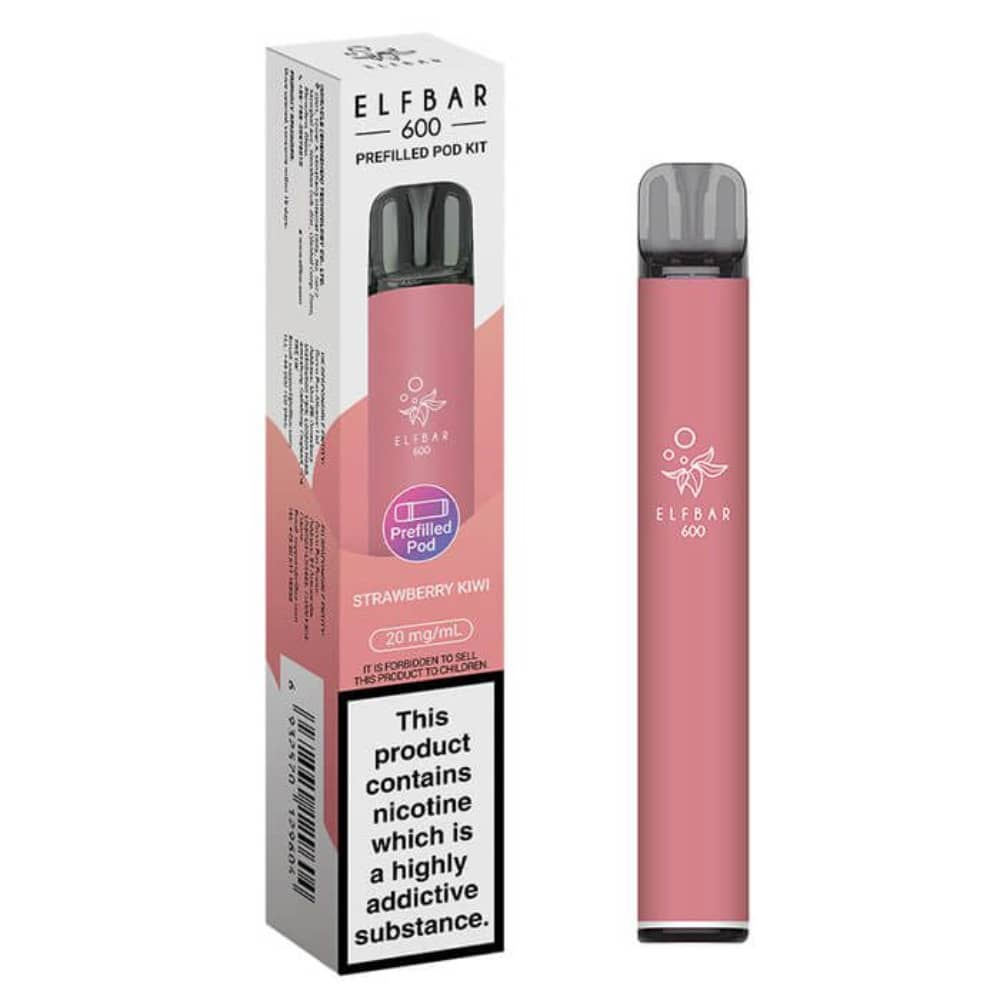 Elf Bar 600 Prefilled Pod Kit Box of 10 Strawberry Kiwi