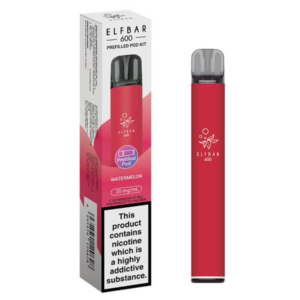 Elf Bar 600 Prefilled Pod Kit Box of 10 Watermelon