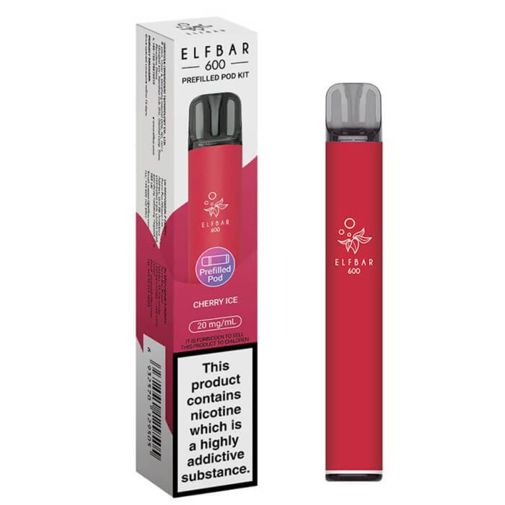 Elf Bar 600 Prefilled Pod Kit Box of 10 Cherry Ice