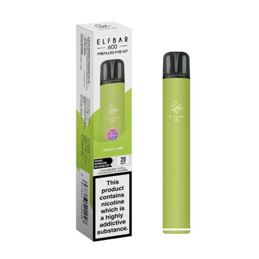 Elf Bar 600 Prefilled Pod Kit Box of 10 Lemon Lime
