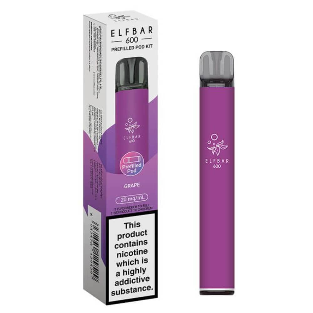 Elf Bar 600 Prefilled Pod Kit Box of 10 Grape