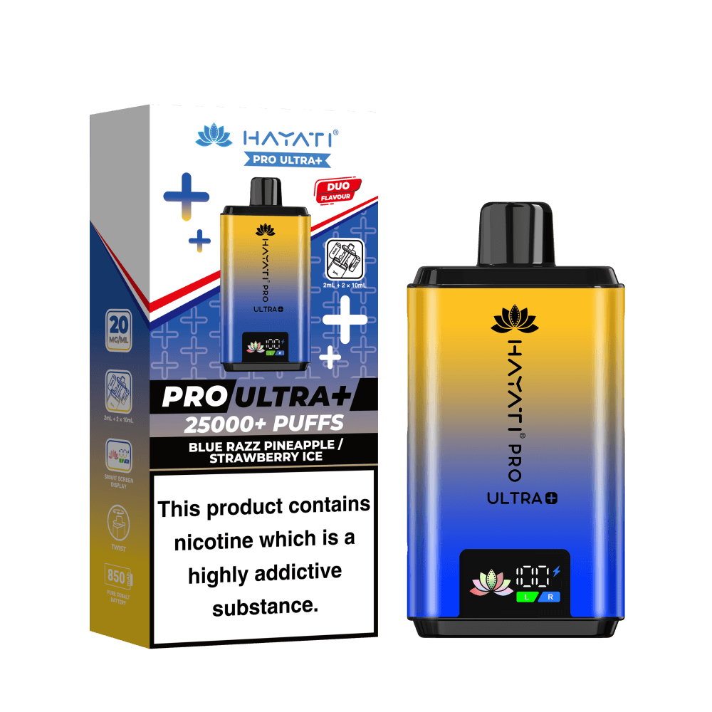 Hayati Pro Ultra Plus 25k Vape Kit Box of 5 Blue Razz Pineapple/Strawberry Ice