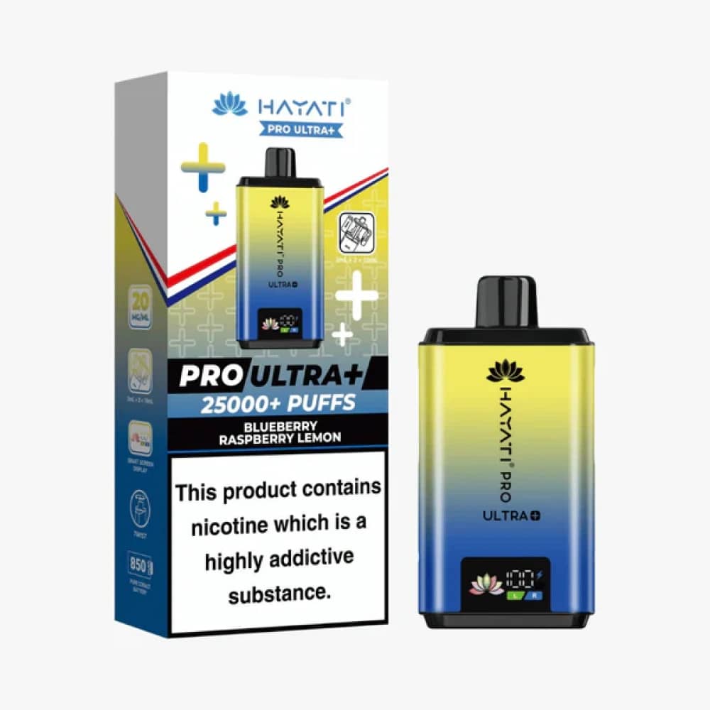 Hayati Pro Ultra Plus 25k Vape Kit Box of 5 Blueberry Raspberry Lemon