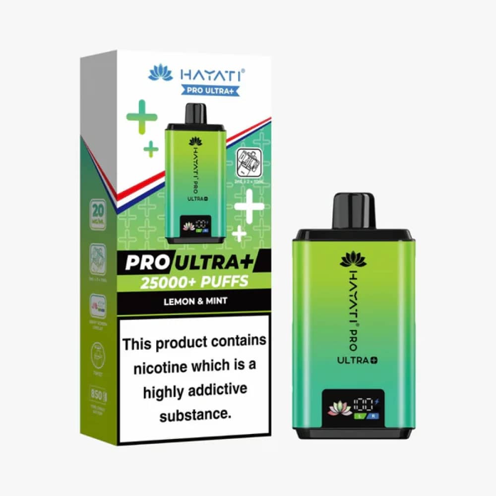 Hayati Pro Ultra Plus 25k Vape Kit Box of 5 Lemon & Mint