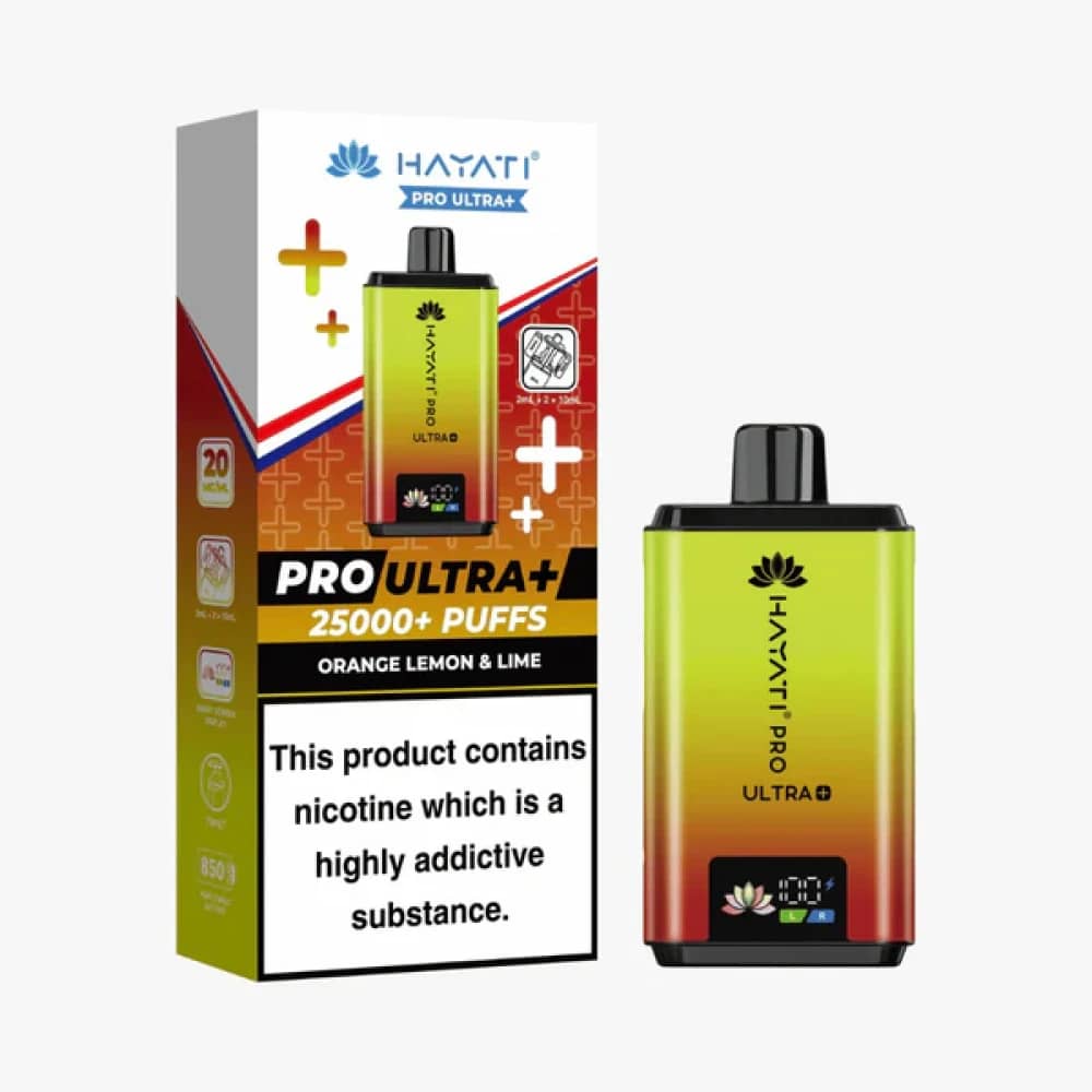 Hayati Pro Ultra Plus 25k Vape Kit Box of 5 Orange Lemon & Lime