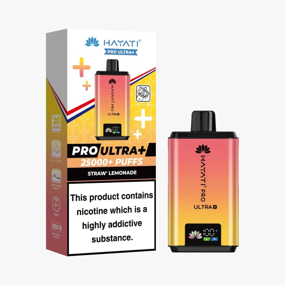 Hayati Pro Ultra Plus 25k Vape Kit Box of 5 Straw' Lemonade