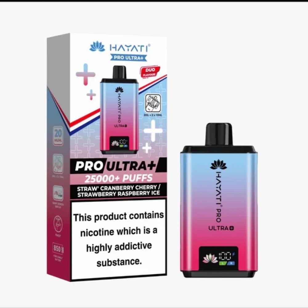 Hayati Pro Ultra Plus 25k Vape Kit Box of 5 Straw'Cranberry Cherry/Straw' Raspberry Ice