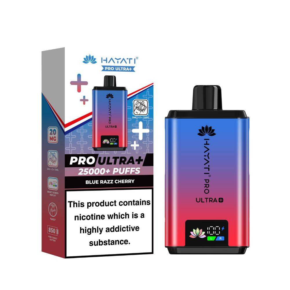 Hayati Pro Ultra Plus 25k Vape Kit Box of 5 Blue Razz Cherry