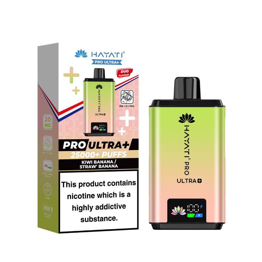 Hayati Pro Ultra Plus 25k Vape Kit Box of 5 Kiwi Banana / Strawberry Banana