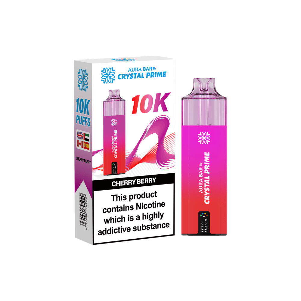 Crystal Prime Aura Bar 10k Vape Kit Box of 5 Cherry Berry
