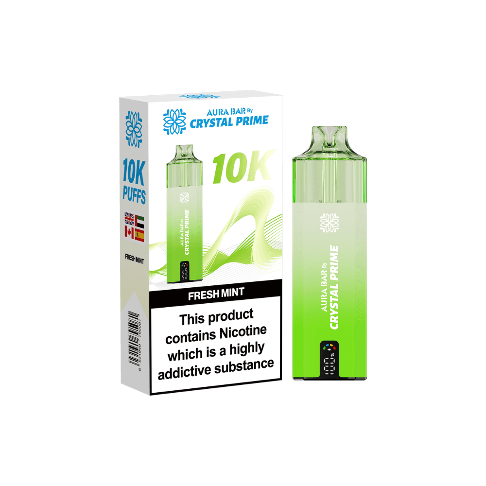 Crystal Prime Aura Bar 10k Vape Kit Box of 5 Fresh Mint