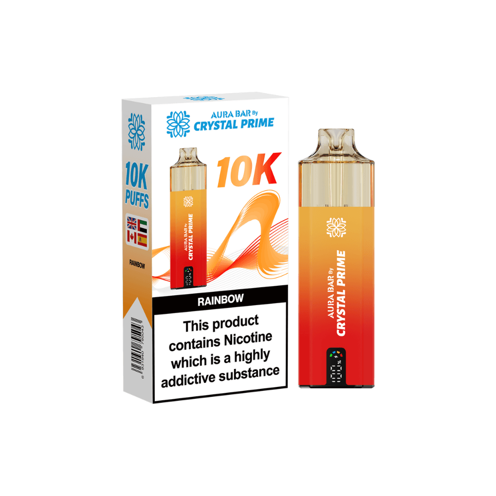 Crystal Prime Aura Bar 10k Vape Kit Box of 5 Rainbow
