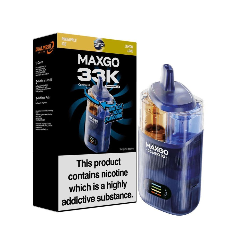 Maxgo 33k Prefilled Vape Kit Box of 3 Pineapple Ice / Lemon Lime