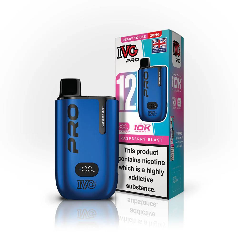 IVG Pro 10k Vape Kit Box of 5 Raspberry Blast