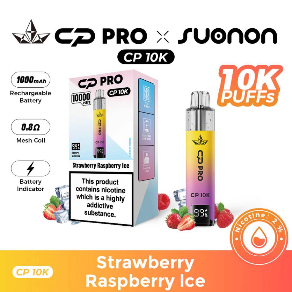 Crystal Pro CP 10k Vape Kit Box of 5 Strawberry Raspberry Ice