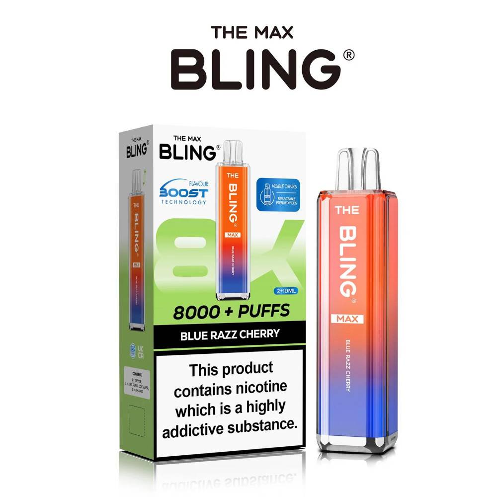 The Crystal Bling Pro Max 10k Vape Kit Box of 5 Blue Razz Cherry