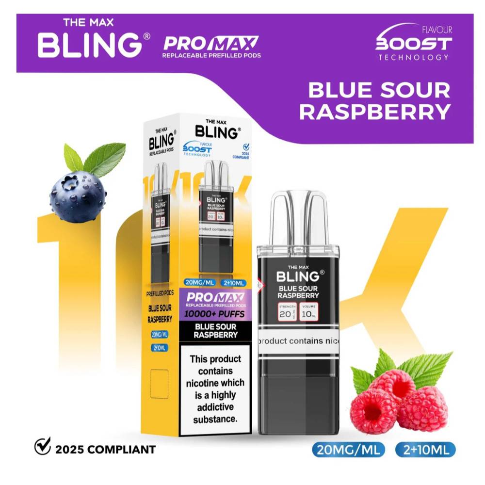 The Crystal Bling Pro Max 10k Pods Pack of 5 Blue Sour Raspberry
