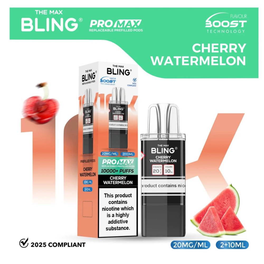 The Crystal Bling Pro Max 10k Pods Pack of 5 Cherry Watermelon
