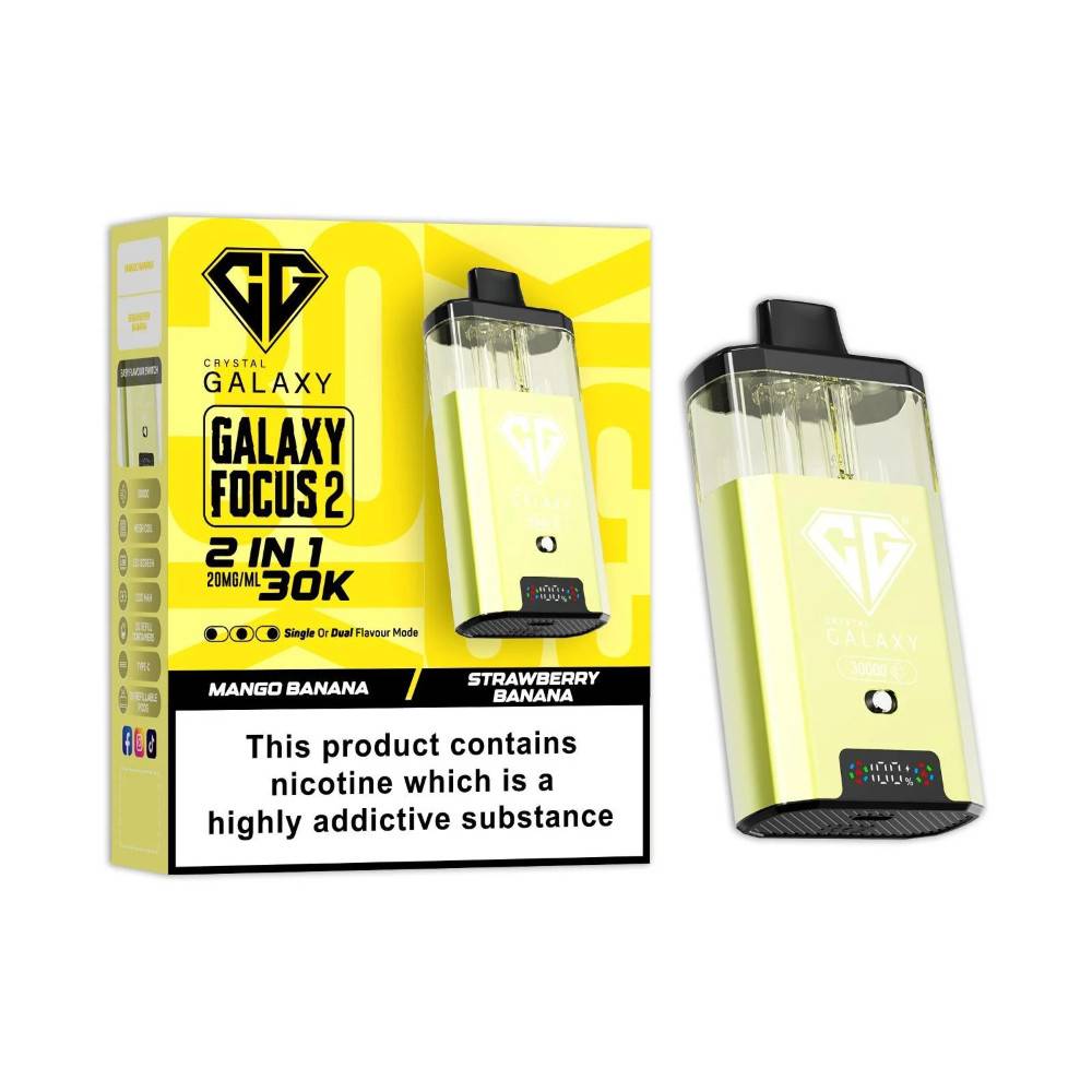 Crystal Galaxy 30k Focus 2 Vape Kit Box of 5 Mango Banana/Strawberry Banana