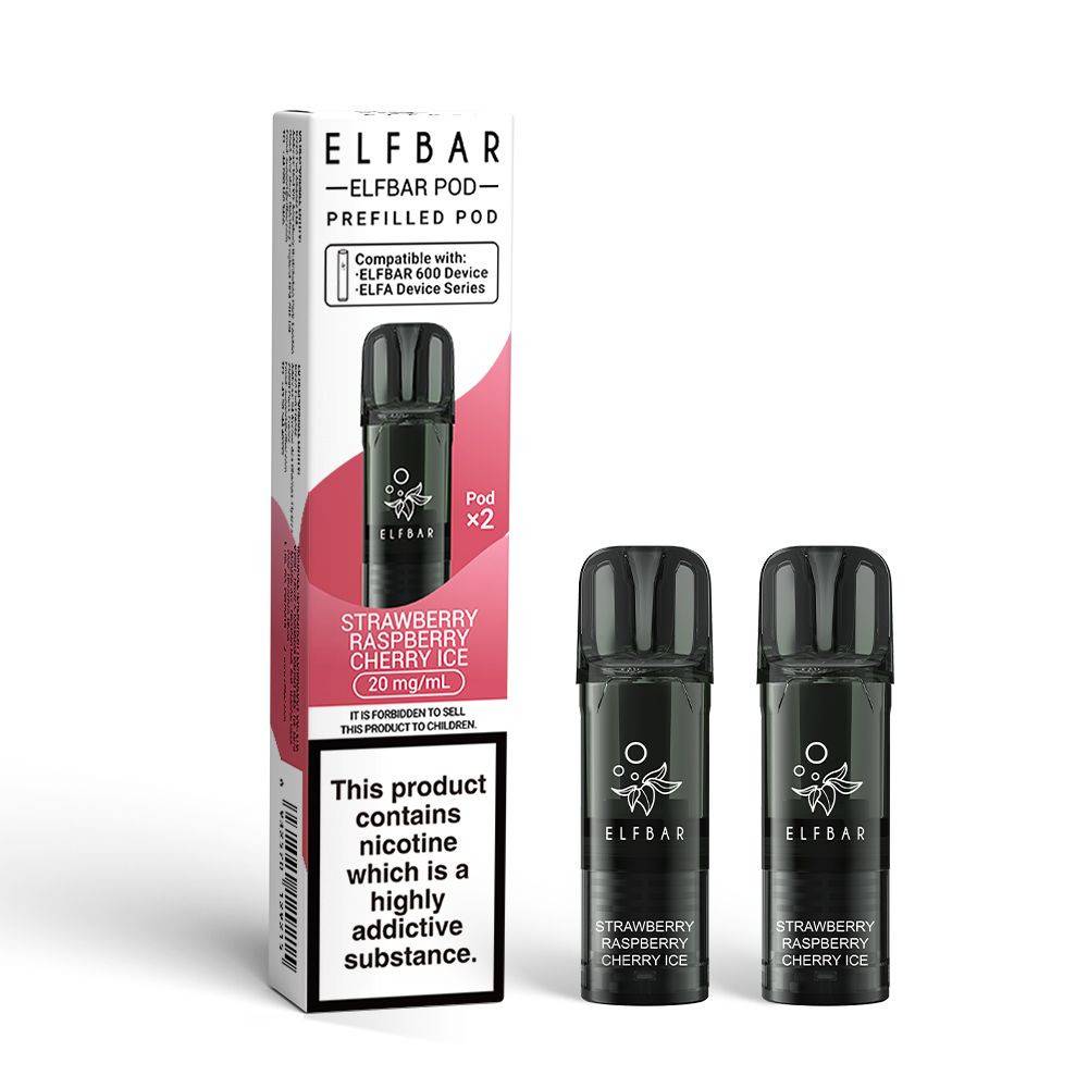 Elf Bar 600 Pods Pack of 10 Strawberry Raspberry Cherry Ice