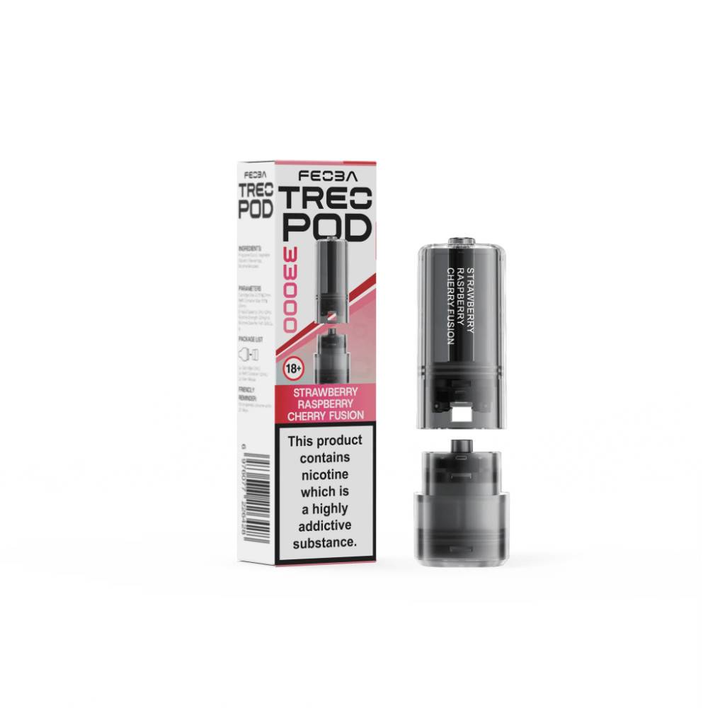 Feoba Treo 33k Pods Pack of 5 Strawberry Raspberry Cherry Fusion