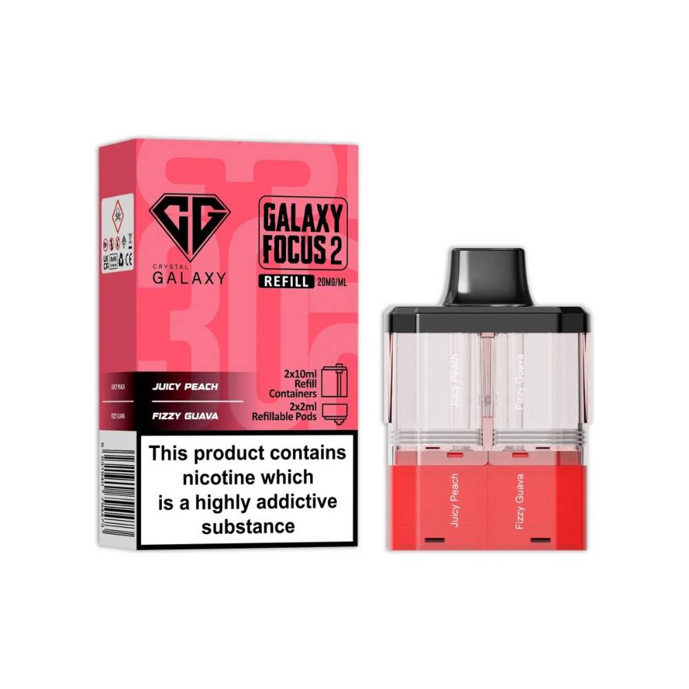 Crystal Galaxy 30k Focus 2 Pods Pack of 5 Juicy Peach / Fizzy Guava