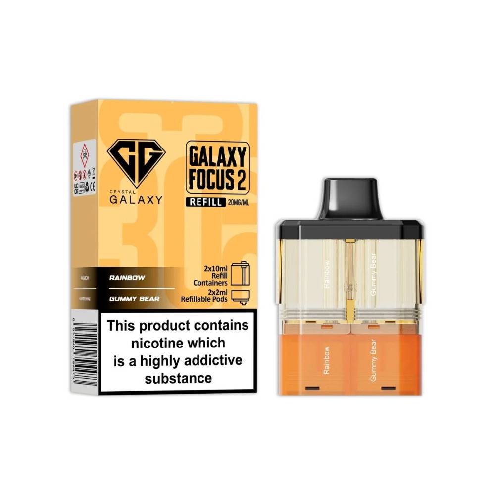 Crystal Galaxy 30k Focus 2 Pods Pack of 5 Rainbow / Gummy Bear