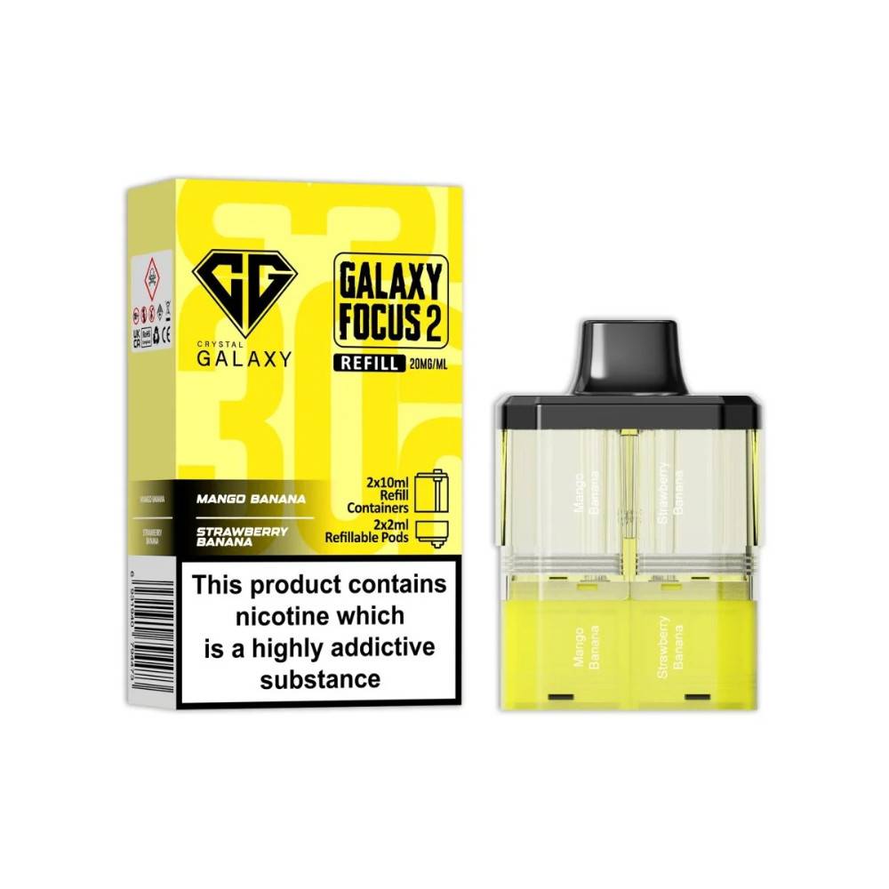 Crystal Galaxy 30k Focus 2 Pods Pack of 5 Mango Banana / Strawberry Banana