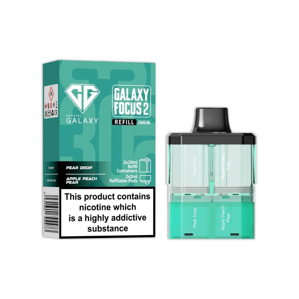 Crystal Galaxy 30k Focus 2 Pods Pack of 5 Pear Drop / Apple Peach Pear
