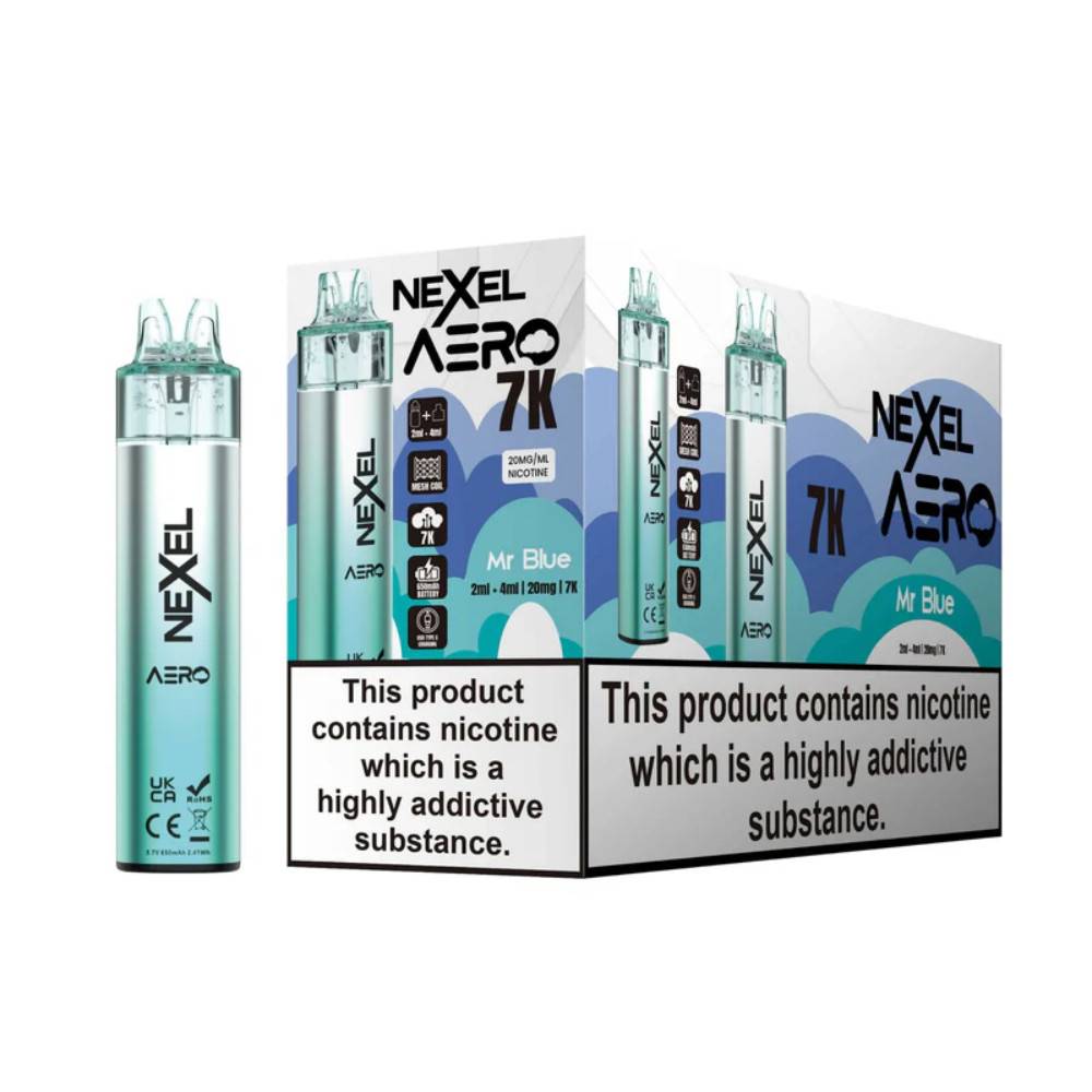 Nexel Aero 7k Prefilled Vape Kit Box of 5 Mr Blue