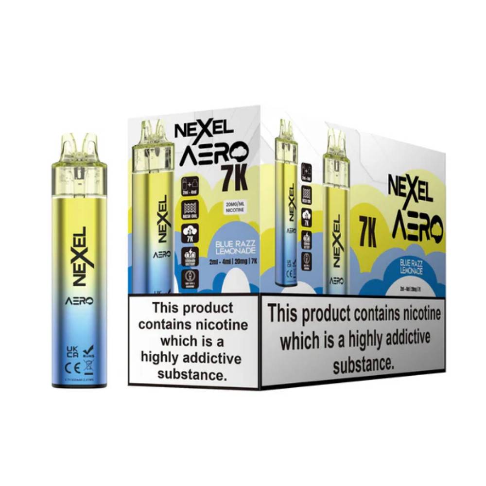 Nexel Aero 7k Prefilled Vape Kit Box of 5 Blue Razz Lemonade