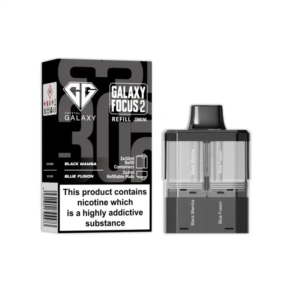 Crystal Galaxy Focus 6k Pods Pack of 5 Black Mamba / Blue Fusion