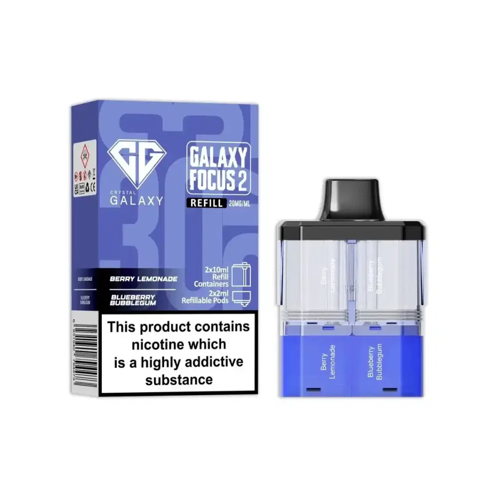 Crystal Galaxy Focus 6k Pods Pack of 5 Berry Lemonade / Blueberry Bubble Gum