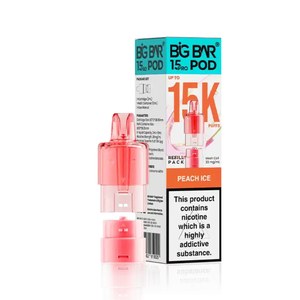 Big Bar Pro 15k Pods Pack of 5 Peach Ice