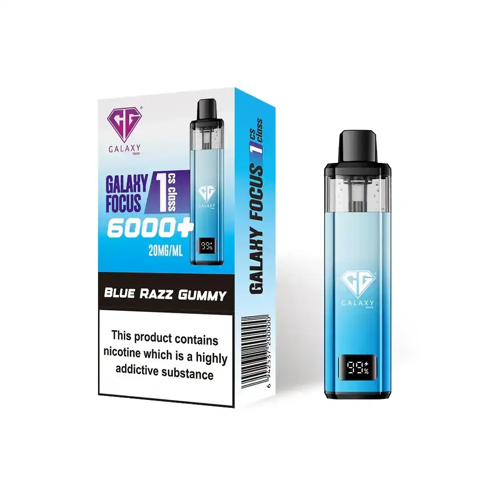 Crystal Galaxy Focus 6k Vape Kit Box of 5 Blue Razz Gummy